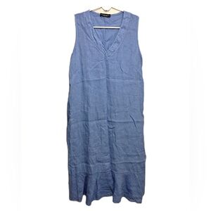 Francesca Bettini Women’s Linen Midi Dress Lagenlook Beach Resort Coastal Boho S